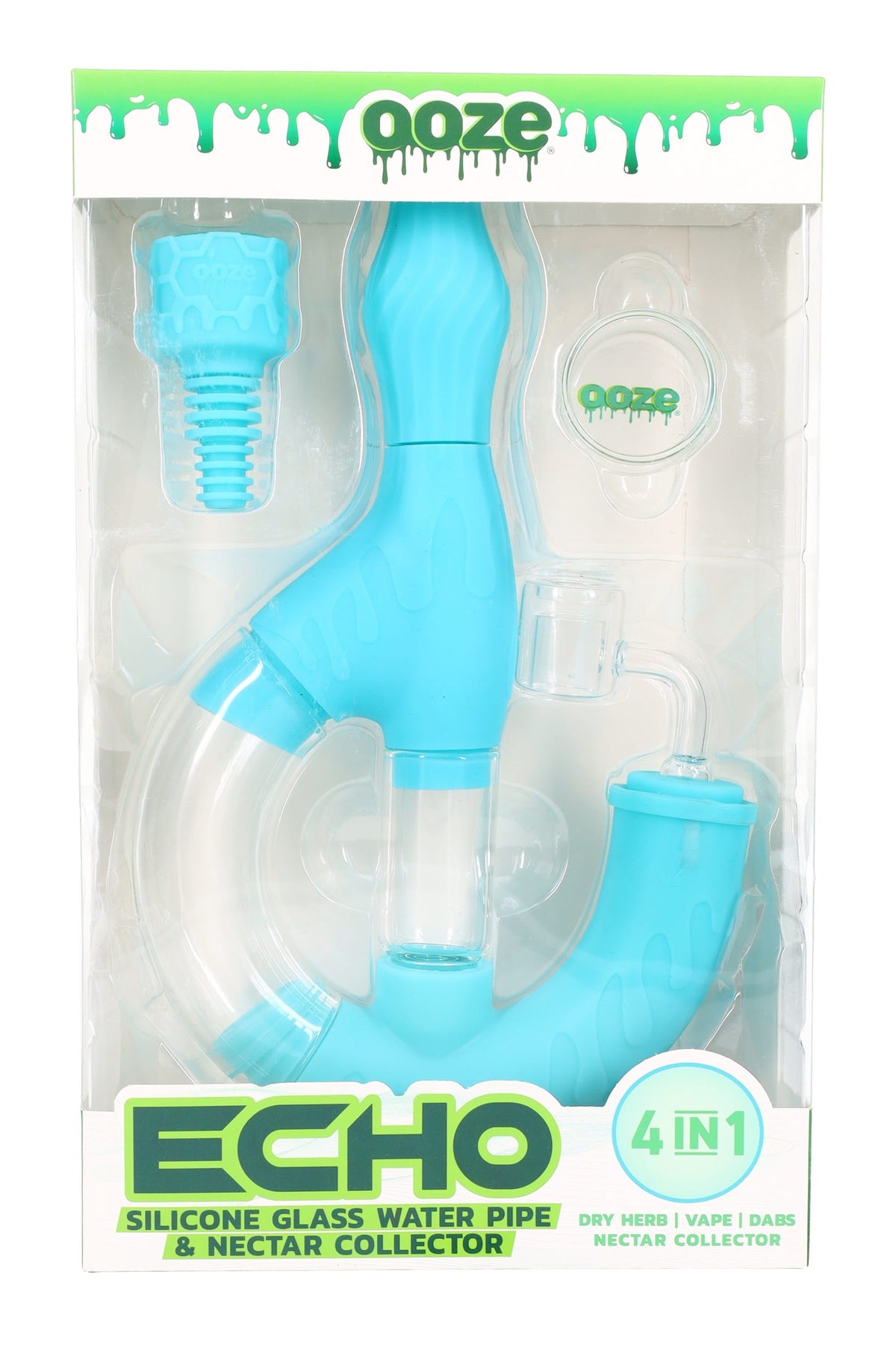 Ooze “Echo” 4-in-1 Silicone/Glass Bubbler & Dab Straw – 14 mm Female