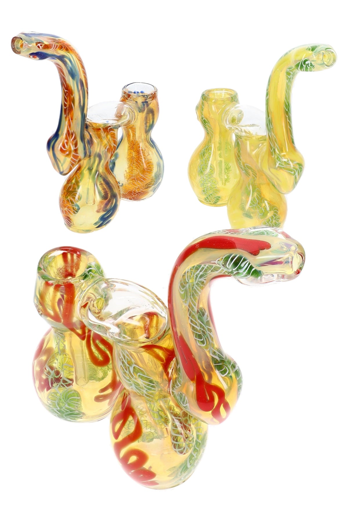 Color-Changing Double-Chamber Sherlock Bubbler “Twin Curl” – 8″ – Assorted Colors