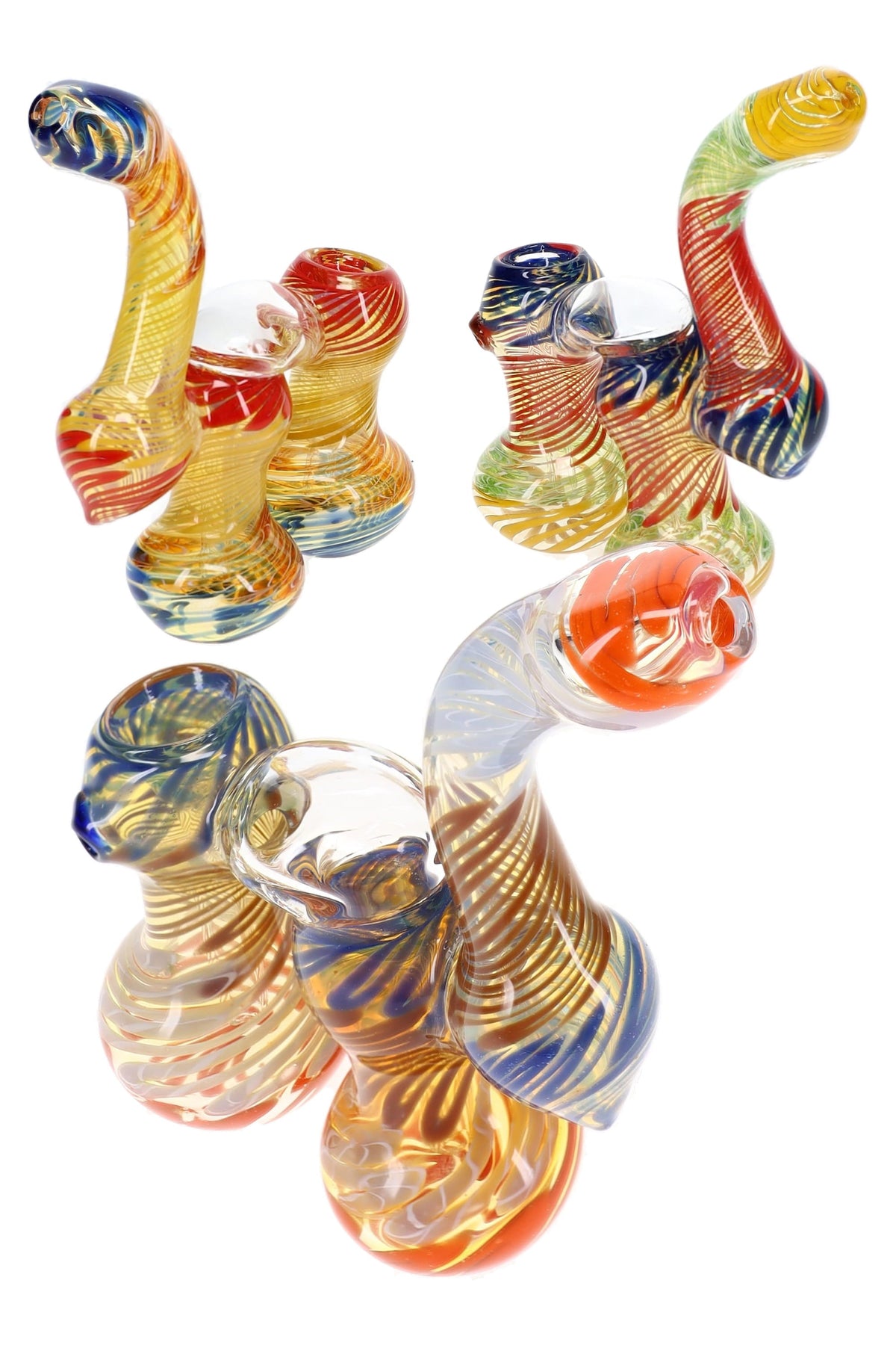 Color-Changing Double-Chamber Sherlock Bubbler “Twin Stripe” – 7½″ – Assorted Colors
