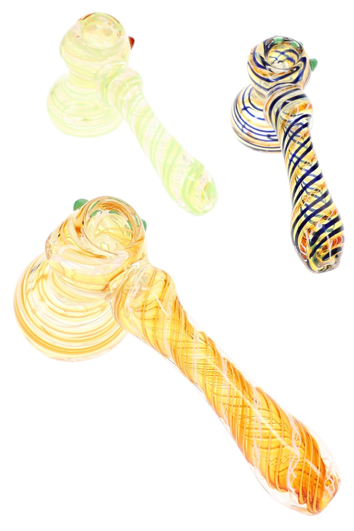 Color-Changing Spiral Hammer Bubbler “Stripe Sprint” – 5½″ – Assorted Colors