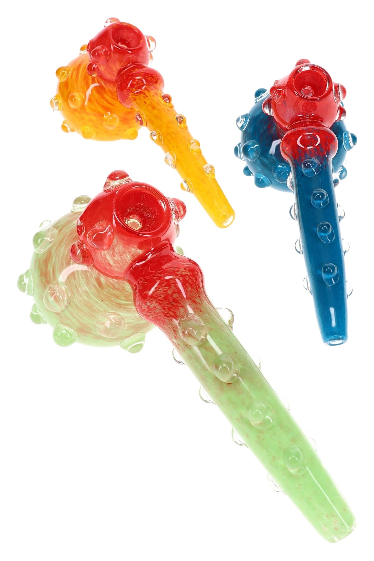 Colorful Frit Glass Hammer Bubbler “Parade Pop” – 8½″ – Assorted Colors