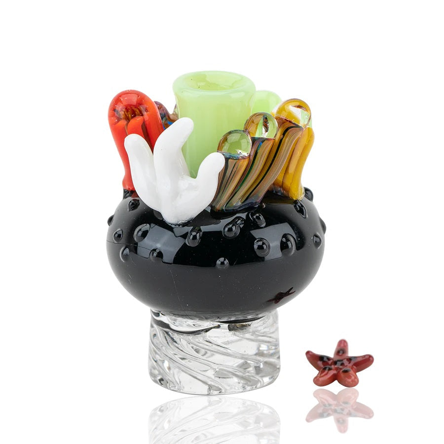Empire Glassworks Coral Reef Spinner Cap + Starfish Bead – 2″ – US-Made