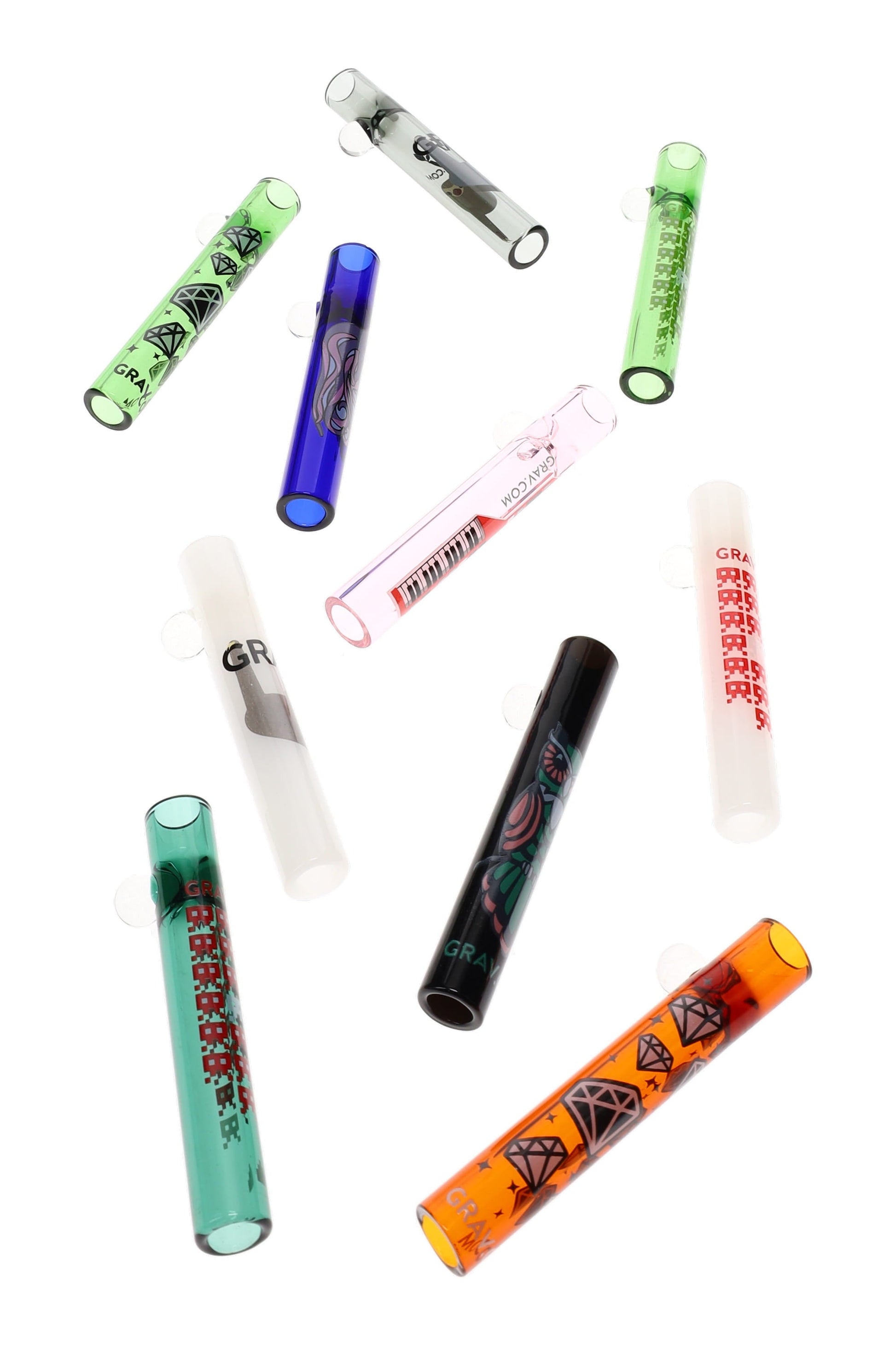 GRAV 12 mm Whimsical Glass Tasters – 3″ – 10/Pack – Assorted Colors