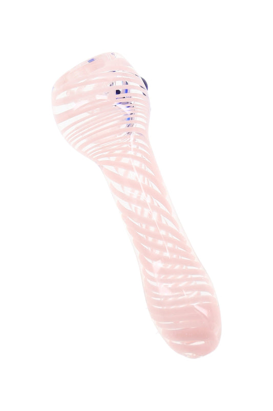 Clear Swirl-Striped Glass Chillum “Pocket Cyclone” – 3″ – Assorted Colors