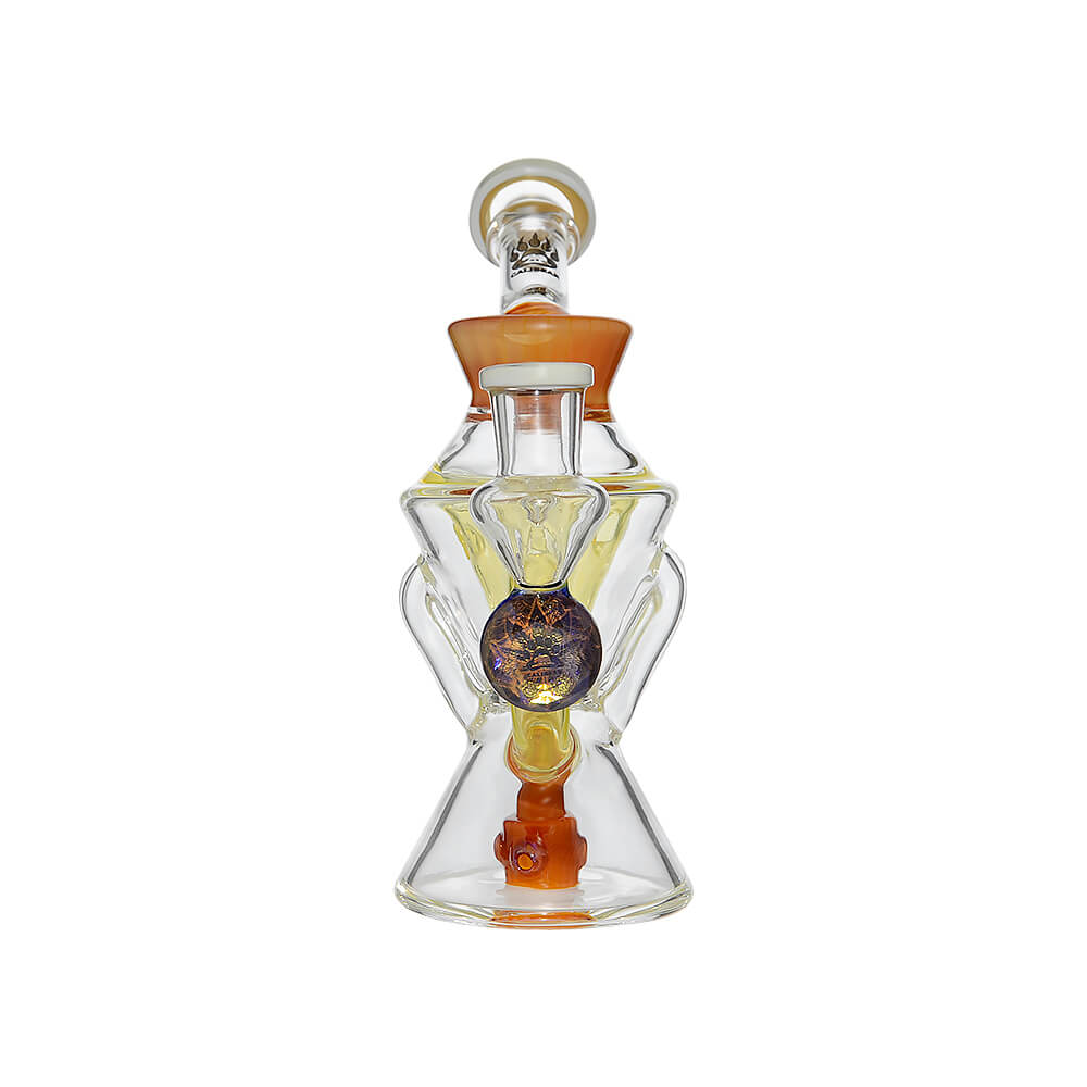 Calibear Hourglass Double Layer Recycler W/ Gilded Tubes Encased W/ Marble