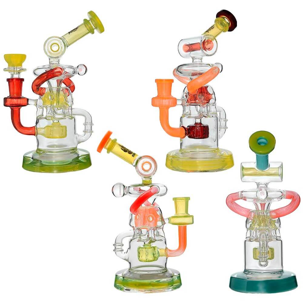 Calibear Multi-Chamber Recycler Dab Rig | 8" Borosilicate Glass Rig with Looping Recycler Pathways