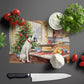 White Boxer Christmas Cookies Glass Cutting Board