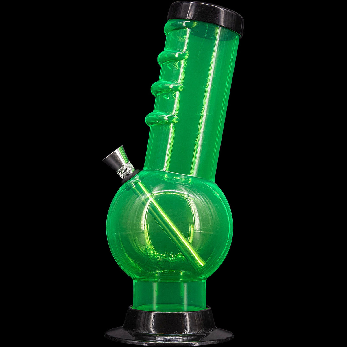 JM Enterprises 9-12" Acrylic Bent Neck Bubble Base Bong - Multiple Colors