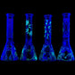 Aliens And Hemp Leaves Glow Glass Beaker Water Pipe-10"