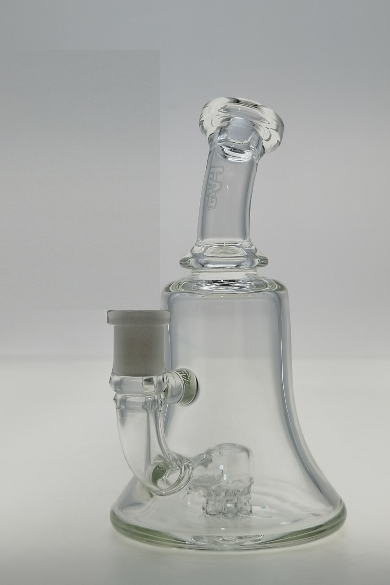 TAG - 6.5" Micro 6 Arm Tree w/ Bellow Base 50x5MM (14MM Female) Wavy Laser Engraved Logo - Clear .01 (QZ-072T-2431LE.04)