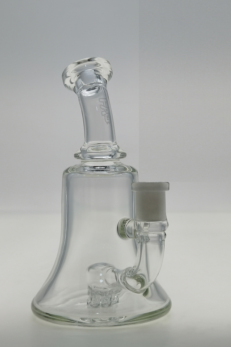 TAG - 6.5" Micro 6 Arm Tree w/ Bellow Base 50x5MM (14MM Female) Wavy Laser Engraved Logo - Clear .01 (QZ-072T-2431LE.04)