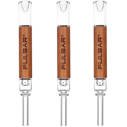 3CT BUNDLE - Pulsar Quartz & Wood Deco Dab Straw - 5.75"