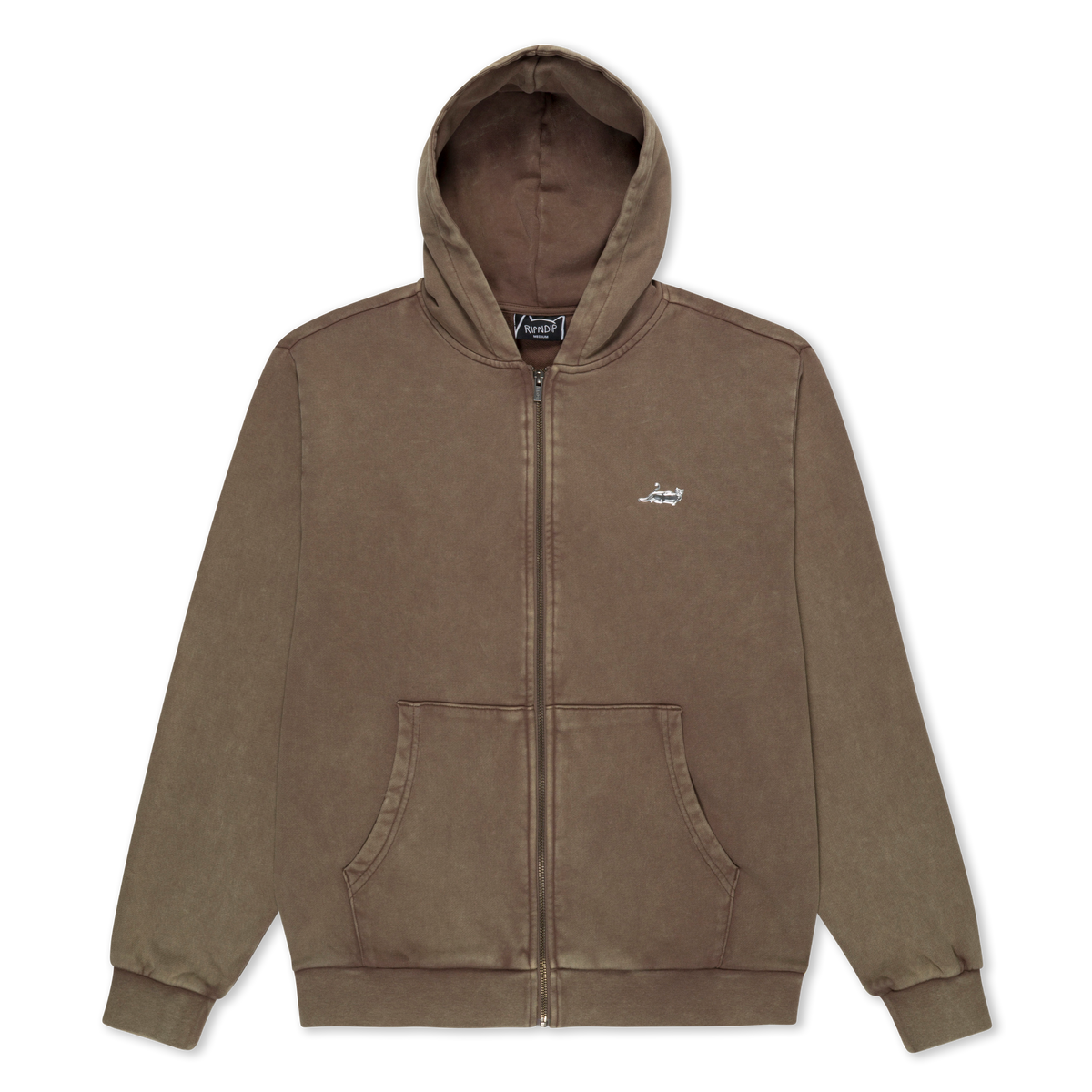 Castanza Zip Up Hoodie (Brown Vintage Wash)