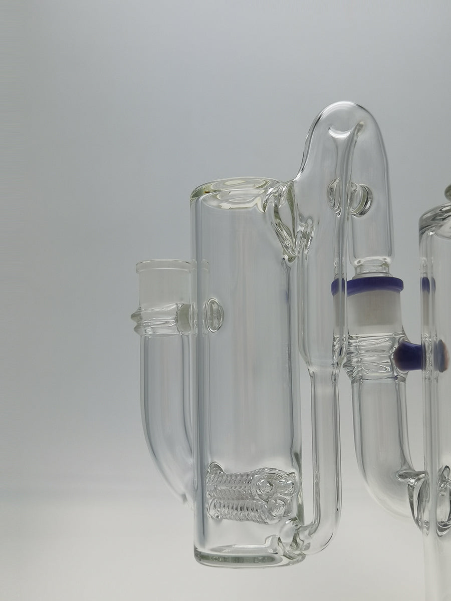 TAG - 8.25" Super Slit Gridded Triple Inline Ash Catcher w/ Recycling E.C. 50x5MM (18MM Male to 18MM Female)