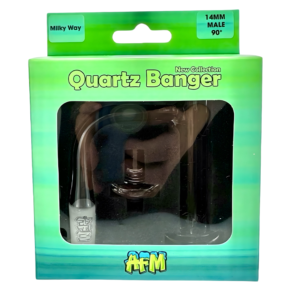 AFM Milky Way Quartz Dab Banger Set, 20mm Flat-Top Premium Quartz Nail Kit with Tower Spinner & Spaceship Cap