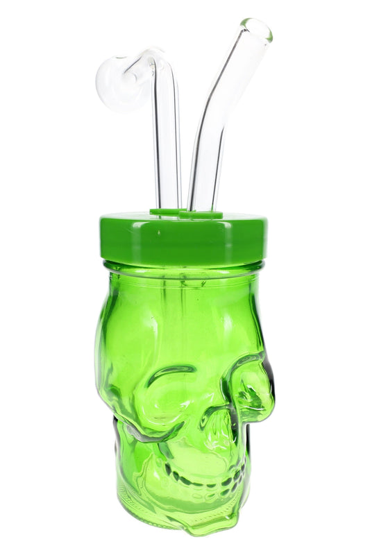 Colored Glass Skull Oil Burner Rig “Bone Glow” – 5″ – Assorted Colors – US-Made