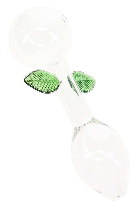 Clear Glass Leaf Oil Burner Pipe “Botanical Bulb” – 7″