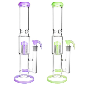 Multi Perc Water Pipe w/ Horned Bowl- 16"/19mm F/Colors Vary