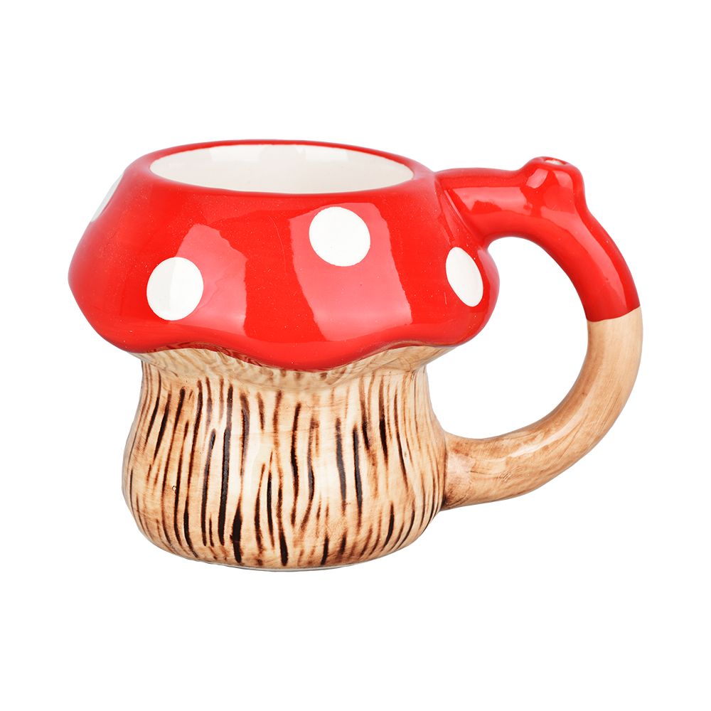 Red Mushroom Ceramic Pipe Mug - 6oz