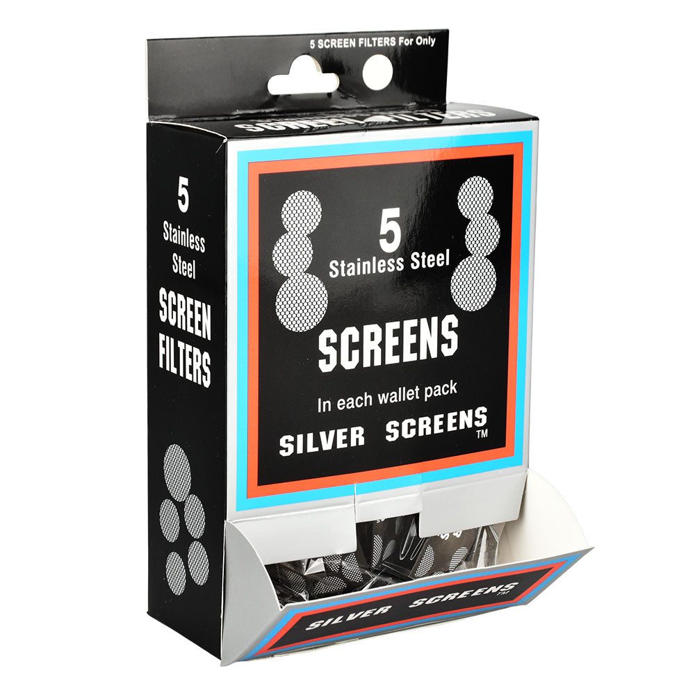 100PC DISPLAY - Silver/Stainless Steel Pipe Screen Filters - 5ct / 5/8"
