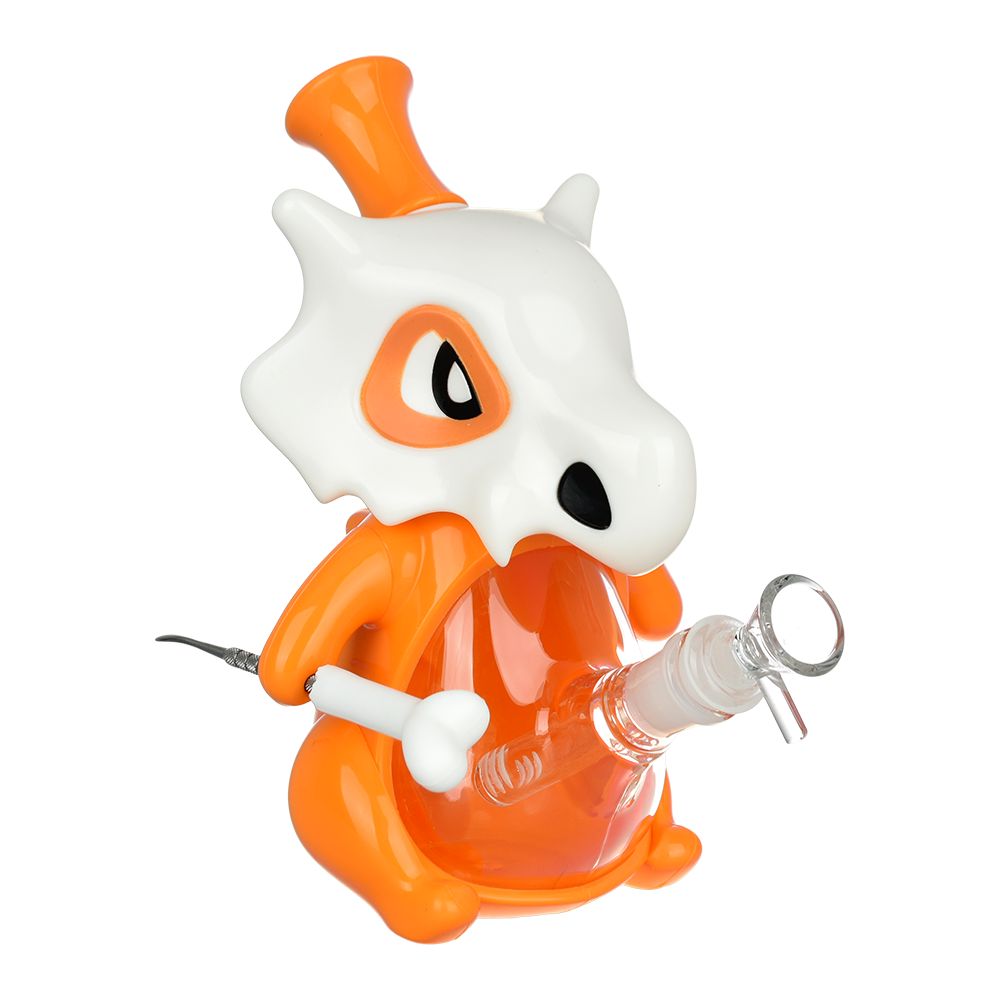 Skull Beast Silicone and Glass Water Pipe + Dab Tool - 8.75" / 14mm F / Colors Vary