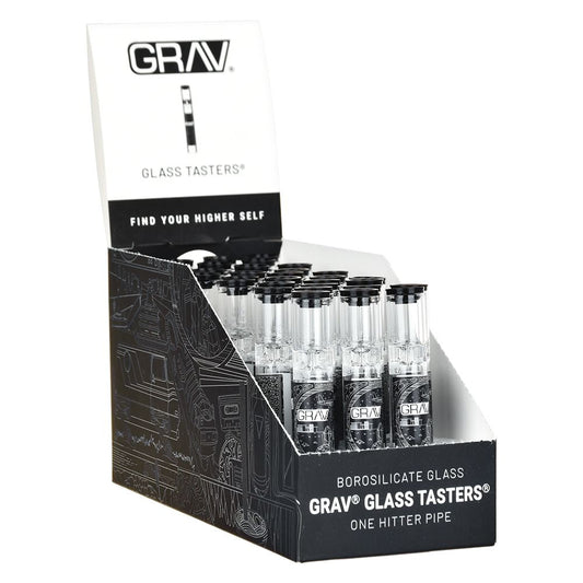 GRAV 3" Glass Taster Bats 30CT Display - Compact Hand Pipes with Storage Tubes