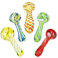 20CT BUNDLE - Strident Striped Assortment Glass Spoon Pipes - 3.5"