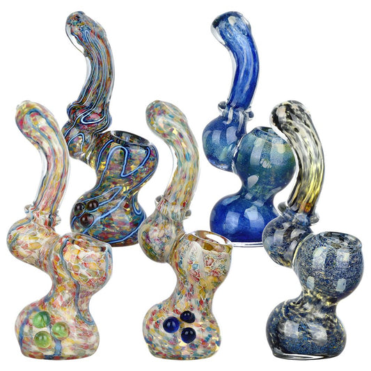 10CT BUNDLE - Classic Fritted Assortment Glass Sherlock Bubblers - 4.5" - 5.25"