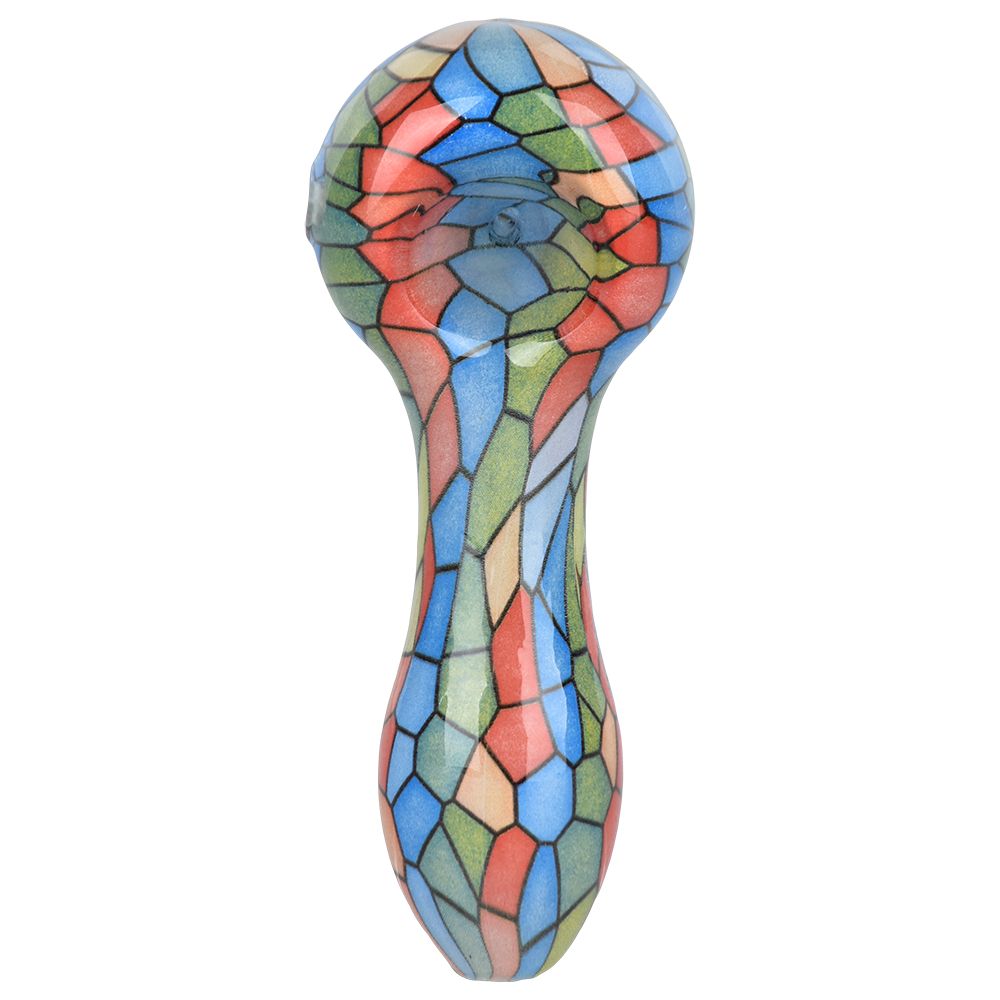 Mosaic Colorful Print Glass Hand Pipe - 3.75" / Colors Vary