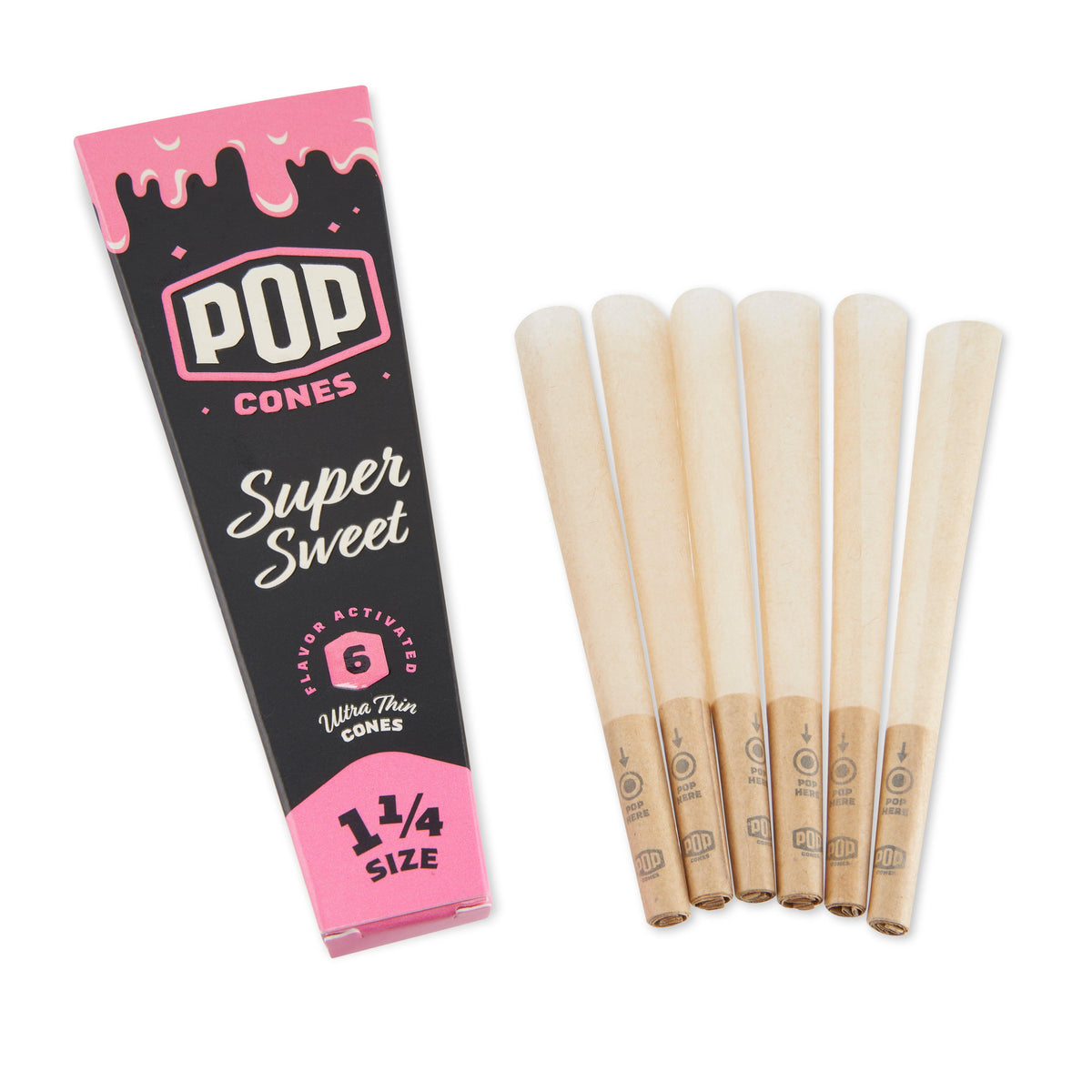 Pop Cones 1 ¼ Size 6pk Pre-Rolled Cones with Flavor Tip - Mixed Bundle 4PK