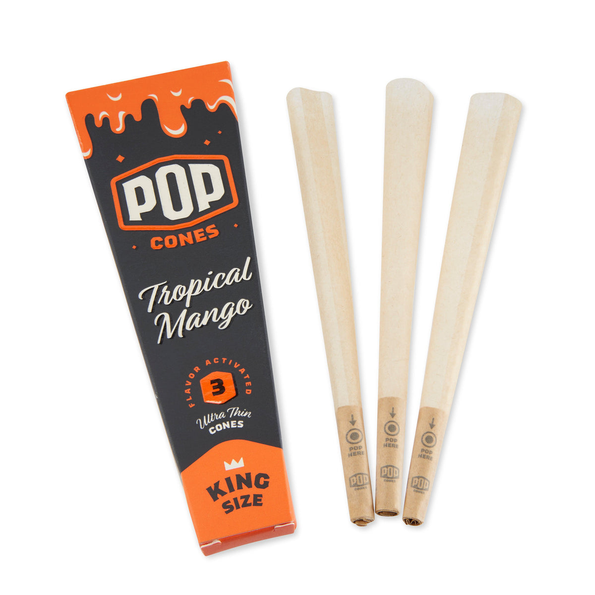 Pop Cones King and 1 ¼ Size 3pk Pre-Rolled Cones with Flavor Tip - Flavor Bundle