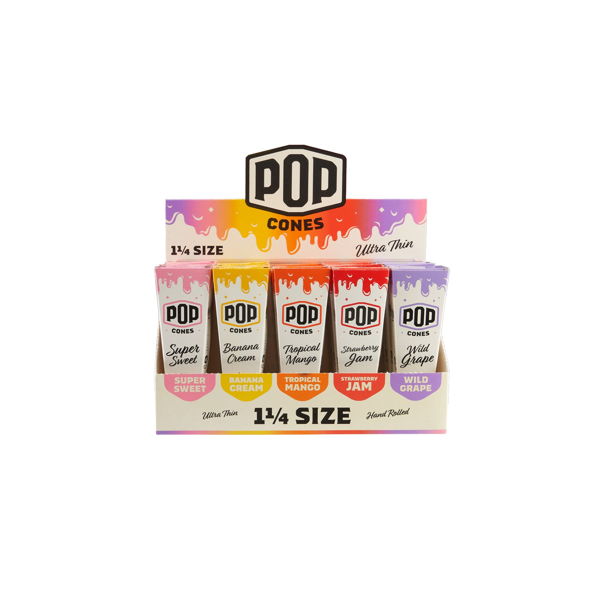 Pop Cones 1 ¼ Size Assorted Flavor Cones - 25ct Display