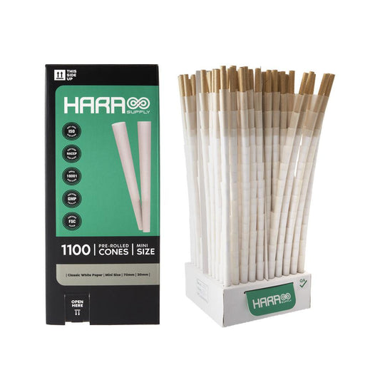 Hara Supply Mini 70mm Classic White Bulk Pre-Rolled Cones – 1100ct