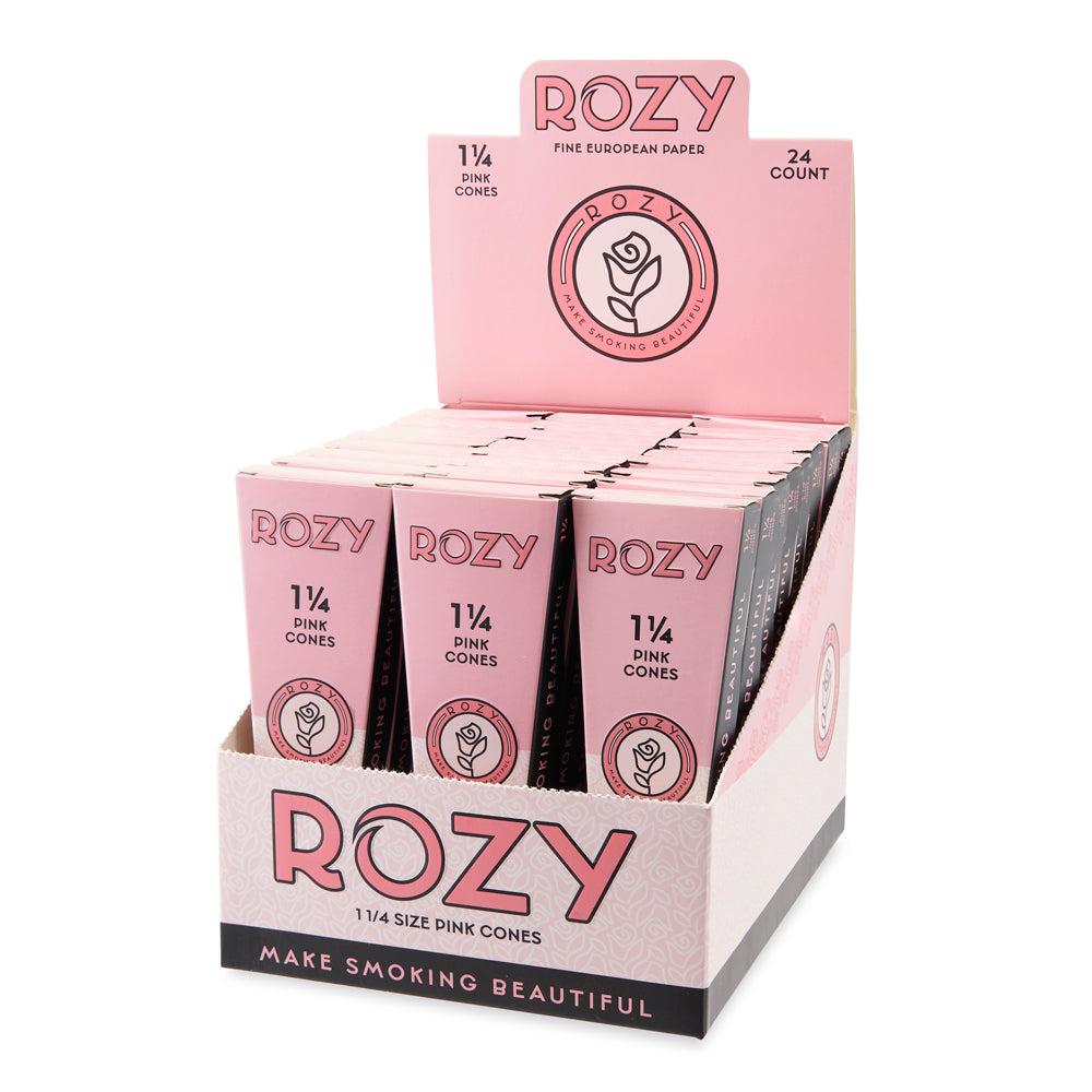Rozy Pink 1 ¼ Size Pre-Rolled Cones 6pk – 24ct Display