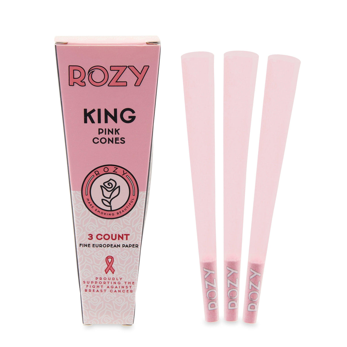 Rozy Pink Cones 1 1/4 and King Size Bundle - 6 1 1/4 Cones and 3 King Size Cones