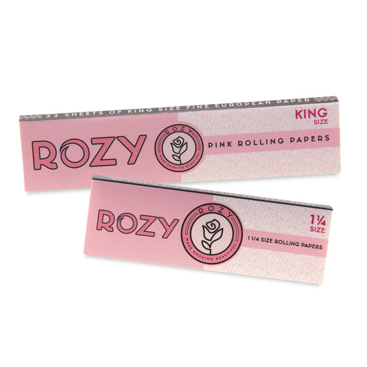 Rozy Pink Rolling Paper 1 1/4 and King Size Bundle - 50 1 1/4 Papers and 32 King Size Papers