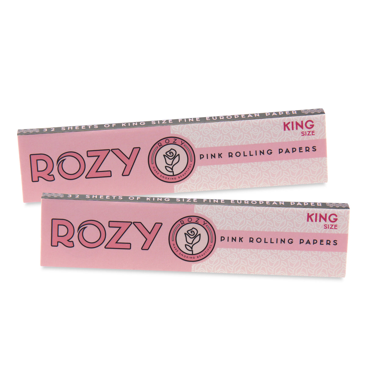 Rozy King Size Pink Rolling Papers - 2 Packs of 32