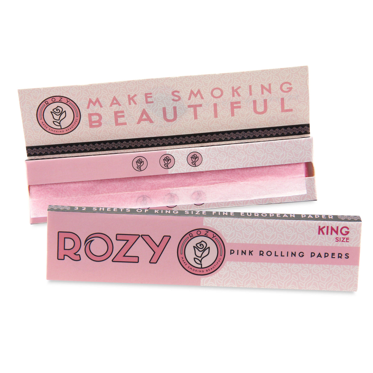 Rozy King Size Pink Rolling Papers - 2 Packs of 32