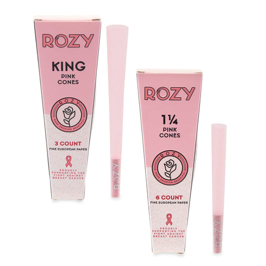 Rozy Pink Cones 1 1/4 and King Size Bundle - 6 1 1/4 Cones and 3 King Size Cones