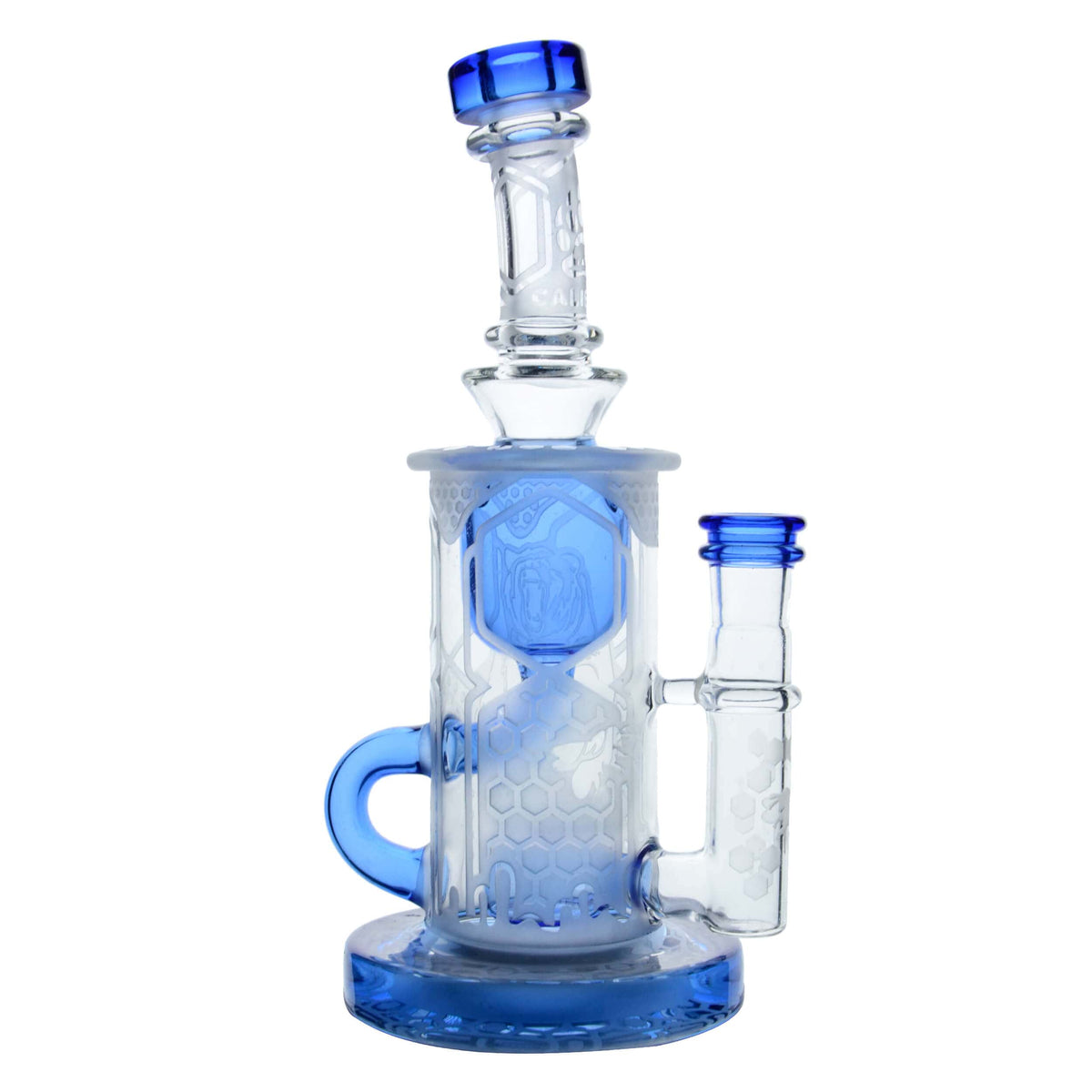 Calibear Sandblasted Klein Recycler Dab Rig with Seed of Life Perc – 8” Glass Rig