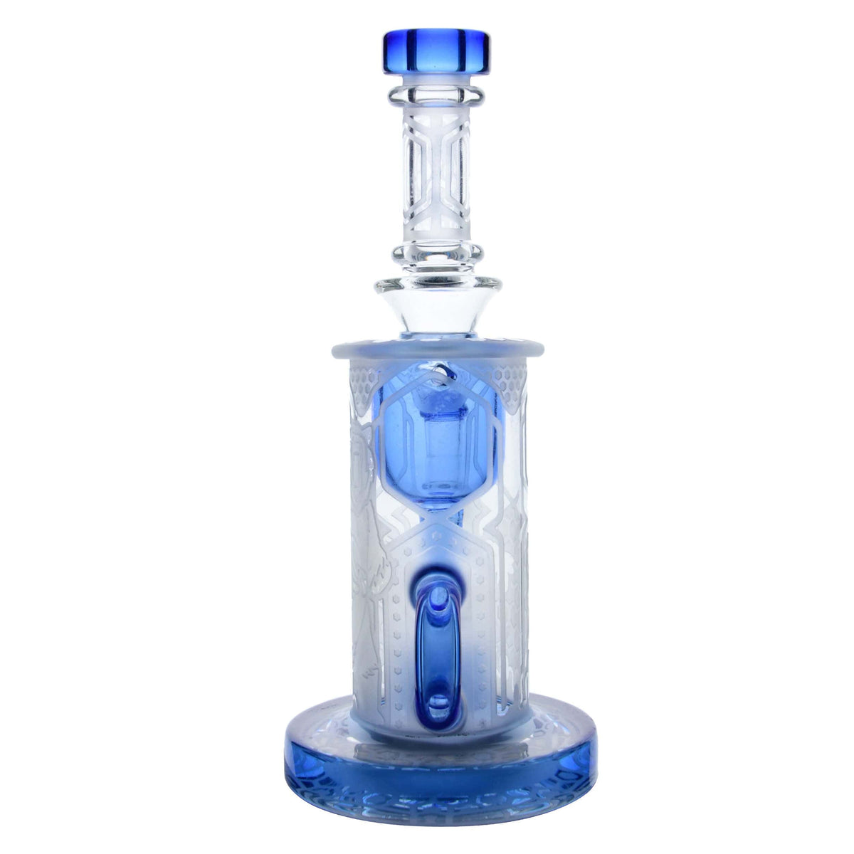 Calibear Sandblasted Klein Recycler Dab Rig with Seed of Life Perc – 8” Glass Rig
