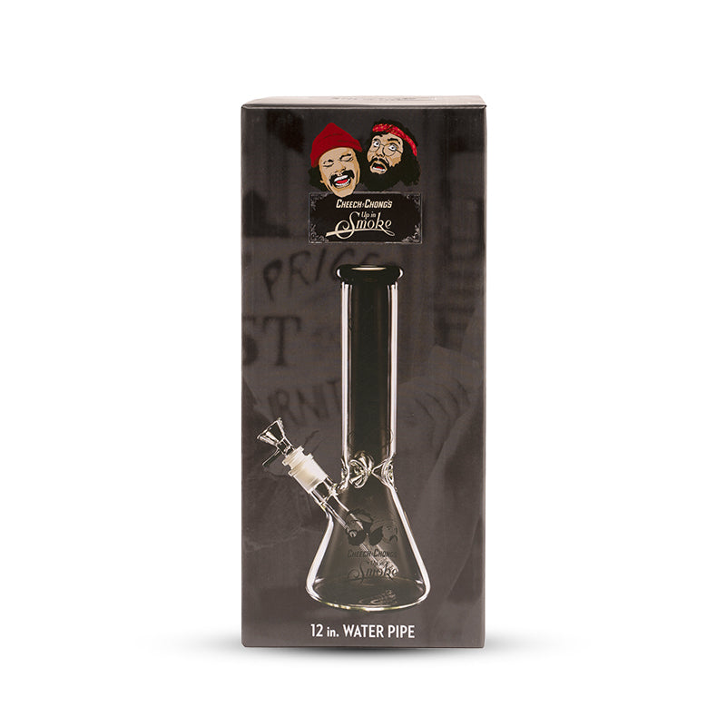 Famous Brandz Cheech & Chong Up In Smoke Glass Beaker Water Pipe - 12" - Black/Clear