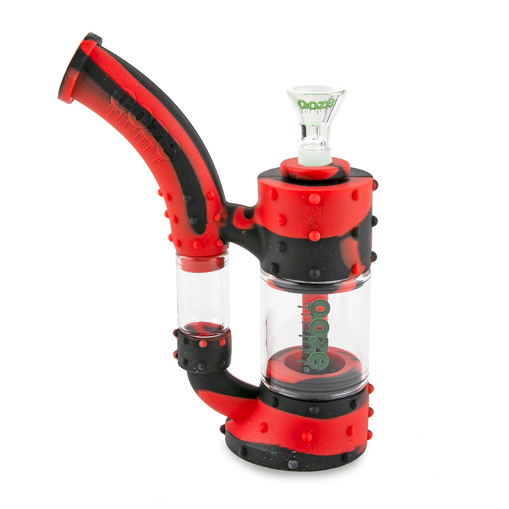 Ooze Stack Pipe Silicone Bubbler - Black / Red
