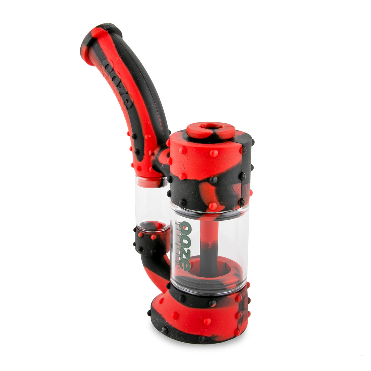 Ooze Stack Pipe Silicone Bubbler - Black / Red
