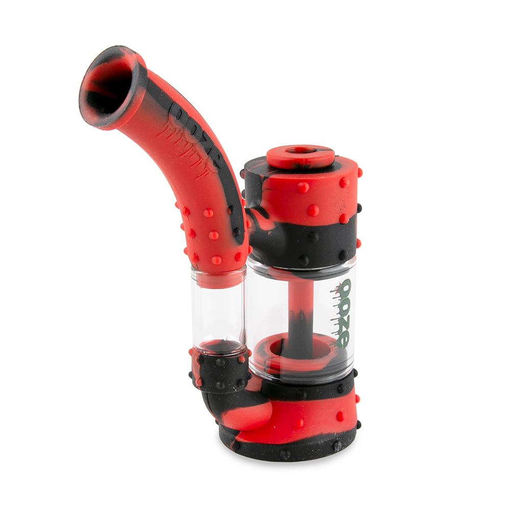 Ooze Stack Pipe Silicone Bubbler - Black / Red