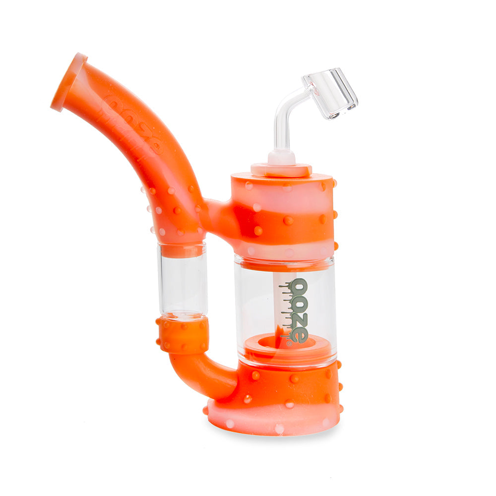 Ooze Stack Pipe Silicone Bubbler - Orange / Clear