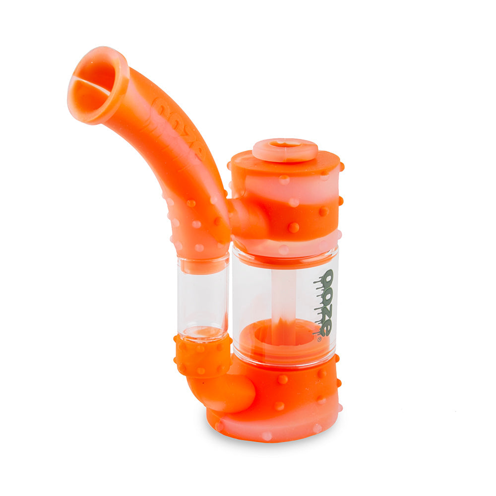 Ooze Stack Pipe Silicone Bubbler - Orange / Clear