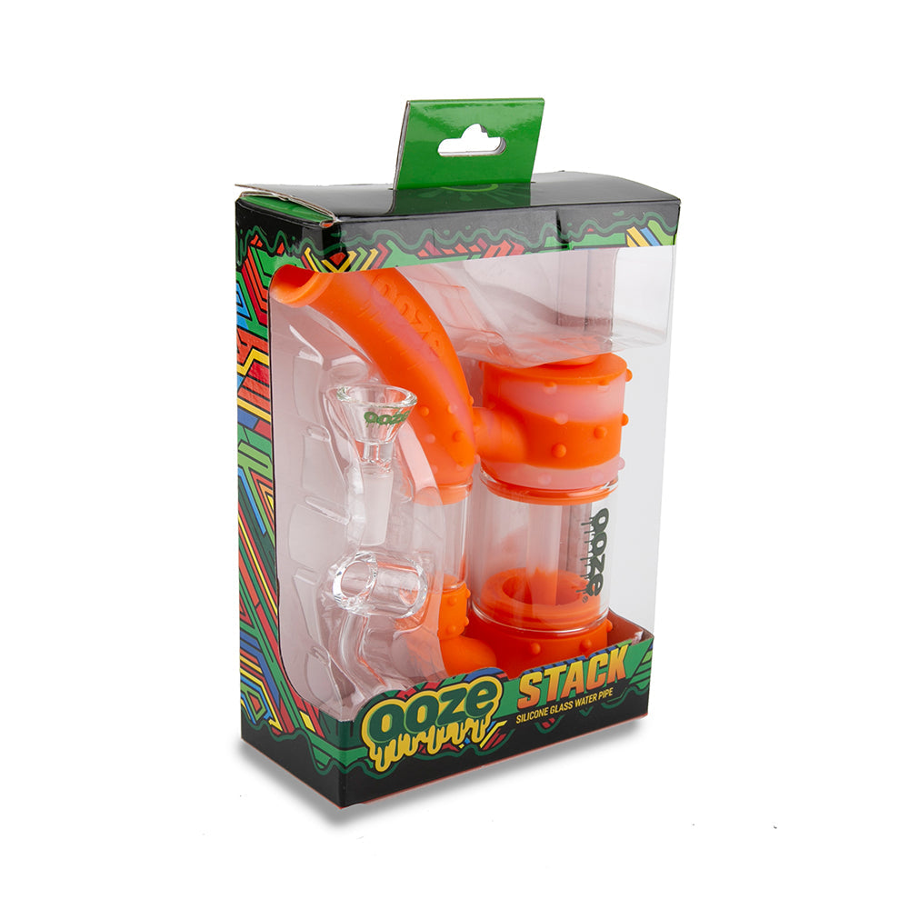 Ooze Stack Pipe Silicone Bubbler - Orange / Clear