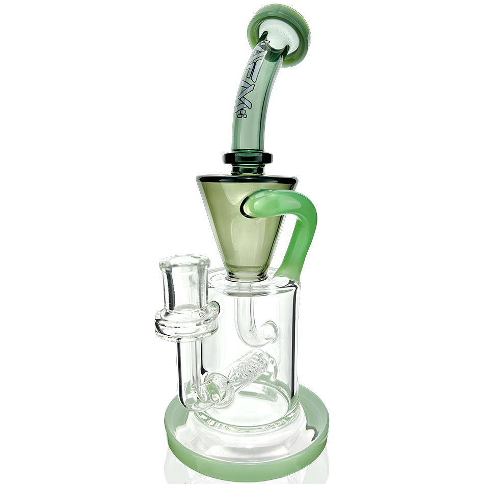 10.5" AFM Glass Drain Recycler Double Color Inline Dab Rig