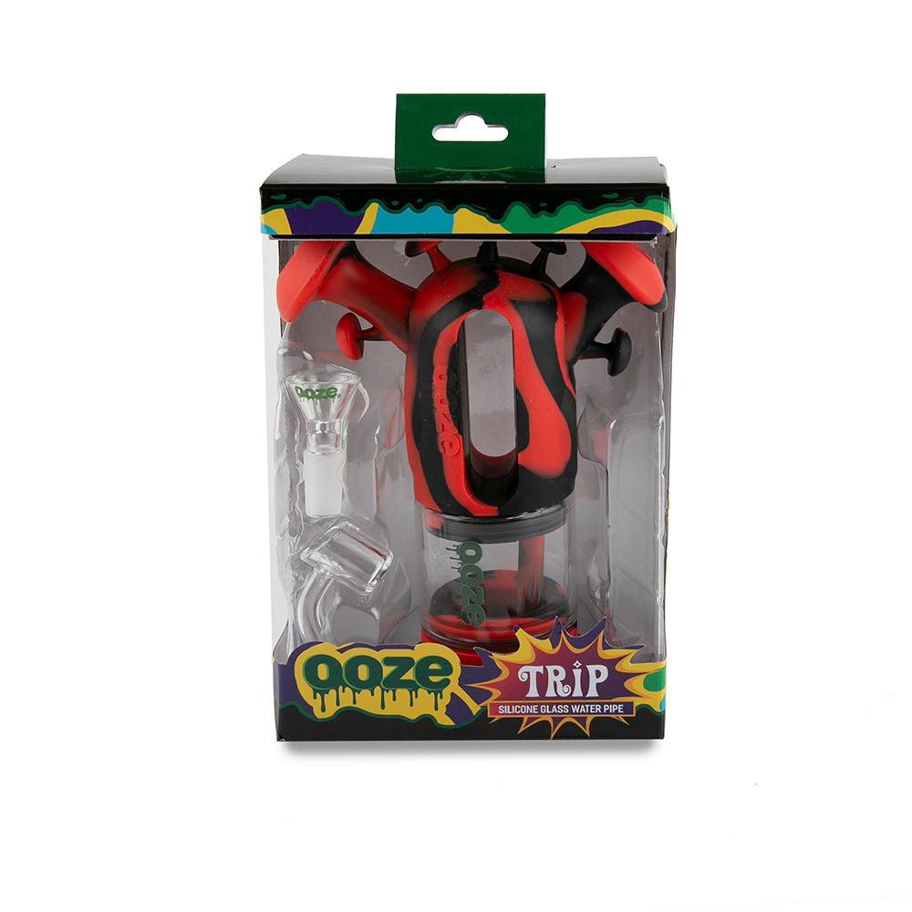 Ooze Trip Pipe Silicone Bubbler - Black / Red